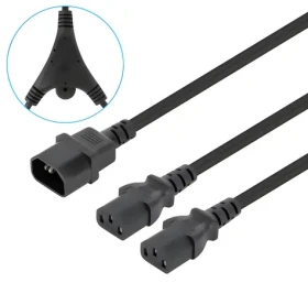Manhattan napájací kábel IEC C14 - 2x IEC C13 čierny / Napájací kábel / rozbočovací / 1,8 m / 250 V (157469)