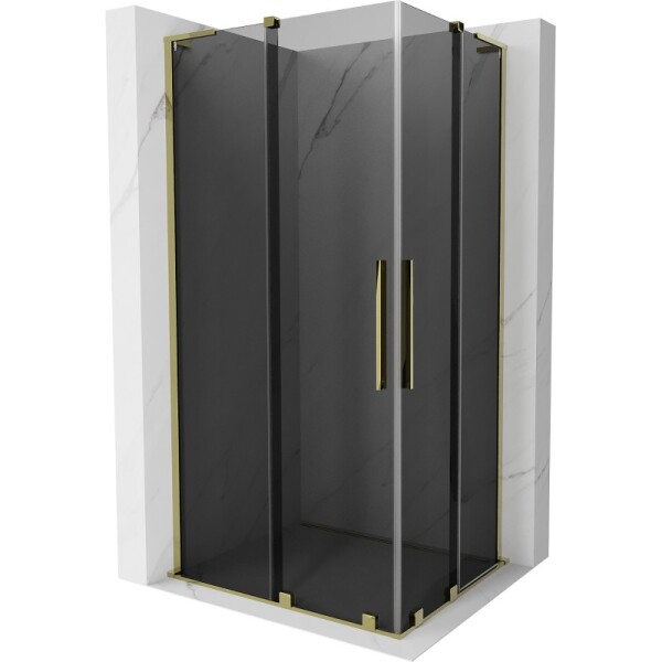 MEXEN/S - Velar L Duo sprchovací kút, posuvné dvere 100 x 90, grafit, zlato 871-100-090-02-43-50