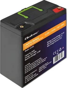 Qoltec batéria LiFePO4 12,8V 24Ah / Batéria / 307,2Wh / vstavané BMS (53702)
