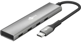 Goobay 76564 sivá / USB hub / 4 porty USB-C / 5 Gbit/s (76564)