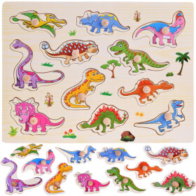 Mamido Drevené puzzle dinosaury 11 dielikov skladačka