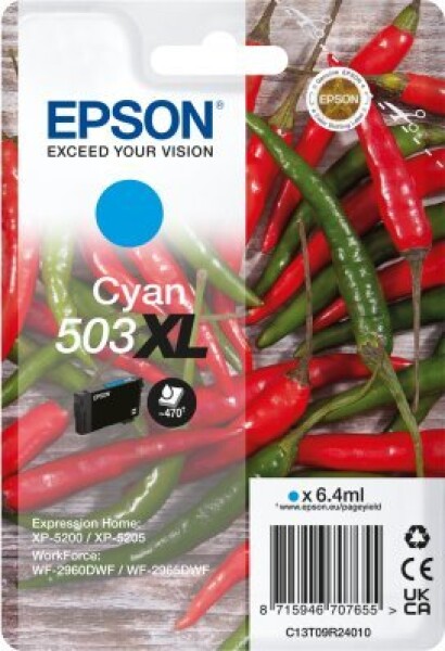 Epson Epson 503XL - 6.4 ml - XL - Cyan - original - Blister mit RF- / akustischem Alarmsignal - Tintenpatrone - fur Expression Home XP-5200, XP-5205, WorkForce WF-2960DWF, WF-2965DWF