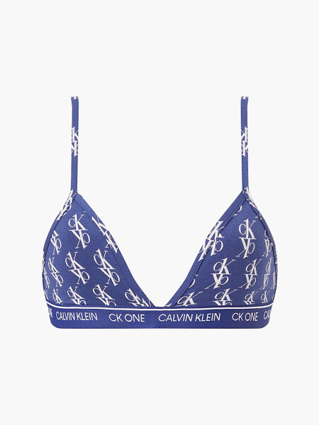 Trojuholníková bralette logom QF5953 X00 Modrá bielym logom Calvin Klein modrá/bílá