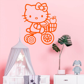 Veselá Stena Samolepka Mačička Hello Kitty Farba: oranžová, Veľkosť: 100 x 83 cm