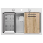Quadron - Granitový drez MARC 110 WORKSTATION White Zlaty HQM7650U1_PVDG1