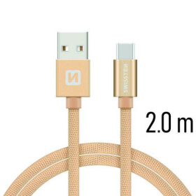 SWISSTEN TEXTILE dátový kábel USB - USB-C 2m zlatá (71521304)