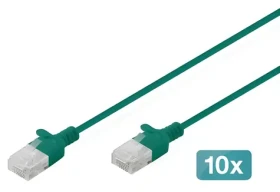 Digitus Cat6 U/UTP Slim zelená / Patch kábel / 0,3 m / 2x RJ-45 / LSZH / 10 ks (DK-1618-003S-G-10)