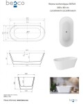 BESCO - Voľne stojaca vaňa DEEVA biela - Farba - Biela, Farba sifónu - Čierna, Rozmer vane - 180 × 80 cm VANDEEVA180B
