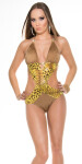 Sexy Neck-Monokini with Animal-Print pink S