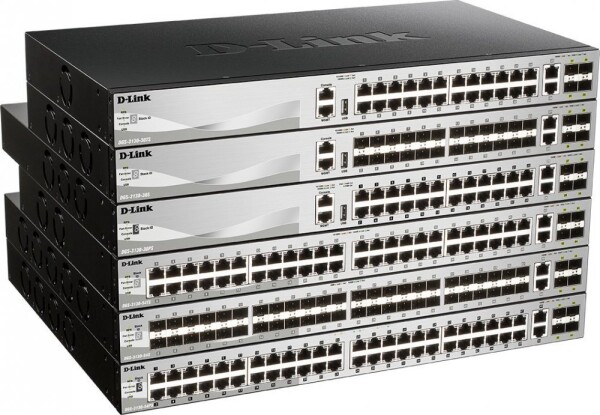 D-Link D-Link DGS-3130-30PS/E L3 Stackable Managed Gigabit PoE Switch, 24x PoE gigabit, 2x 10GBASE-T, 4x SFP+, 370W PoE