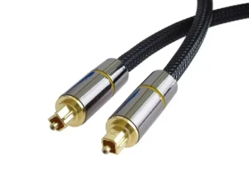 PremiumCord Gold design Toslink M-M černý / Optický audio kabel / OD 7mm / Nylonový oplet / 2 m (kjtos7-2)