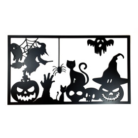 Veselá Stena Drevená nástenná dekorácia Halloween čierny