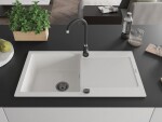 MEXEN/S MEXEN/S - Leo granitový drez 1 s odkvapkávačom 900x500 mm, biela, + čierny sifón 6501901010-20-B