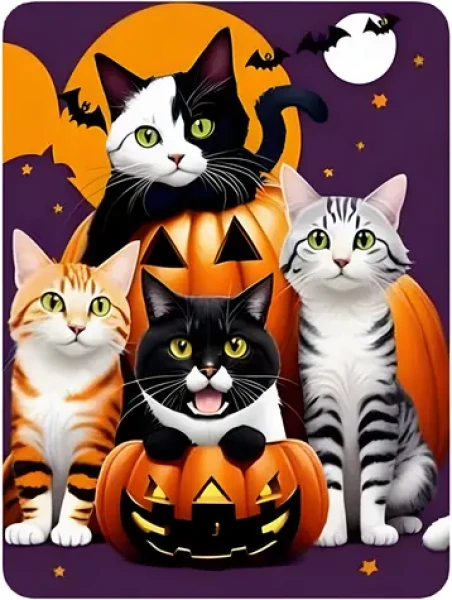 Norimpex Diamantové maľovanie Halloween Mačky a tekvica