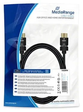 MediaRange MRCS197 2m čierna / HDMI kábel / High Speed / 18 Gbit / s / Ethernet / pozlátené konektory (MRCS197)