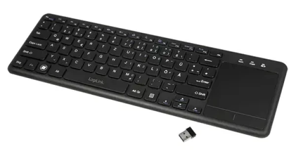 LogiLink Bezdrôtová klávesnica s touchpadom čierna / Bezdrôtová klávesnica / 2,4 GHz / USB nano prijímač (ID0188)