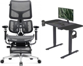 Diablo Chairs BRAVE Fotel biurowy ergonomiczny V-KINETIC czarny + EGON 1100 Czarne 110 cmx60 cm
