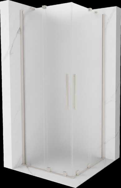 MEXEN/S - Velar Duo sprchovací kút, posuvné dvere 90 x 90, dekor, nikel kartáčovaný 871-090-090-32-97