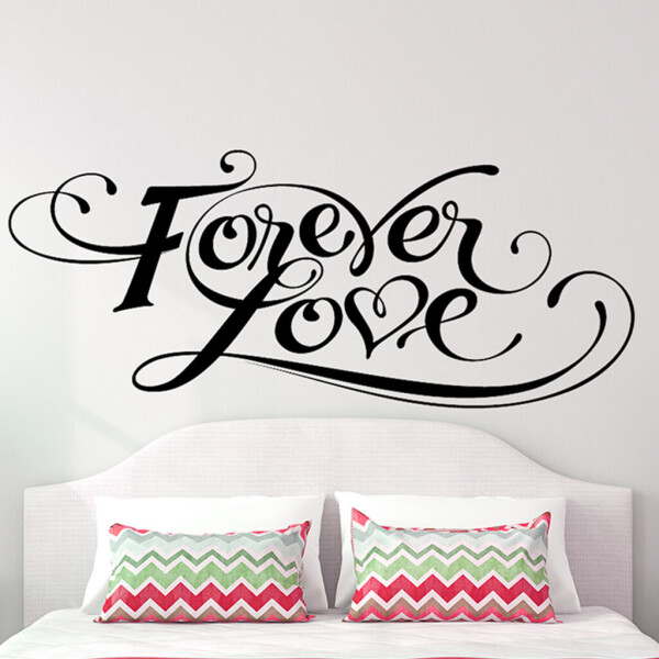 Veselá Stena Samolepka Forever love Farba: černá, Veľkosť: 40 x 18 cm