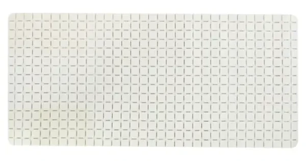 MSV QUADRO Premium protišmyková podložka do vane biela / SBS kaučuk / odtokové otvory / 36 x 76 cm
