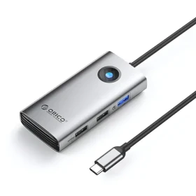 Orico PW11-5P sivá / USB-C hub / 1x USB-A 3.0 / 2x USB-A 2.0 / 1x USB-C PD / 1x HDMI