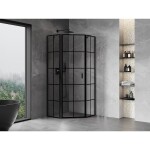 MEXEN/S - Mist sprchovací kút päťboký krídlový ľavá 100 x 100, čierna kratka, čierna 8A8-100-100-70-77-L