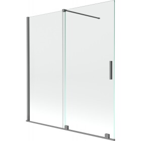 MEXEN/S - Velár dvojkrídlová posuvná vaňová zástena 150 x 150, transparent, grafit metal 896-150-000-01-95
