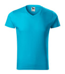 Pánske tričko Slim Fit s výstrihom do V tyrkysová S
