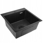 REA REA - Oceľový drez Leo 40 Black s kuchynskou batériou KPL-96002