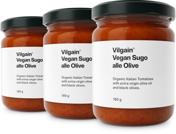 Vilgain Paradajkové sugo BIO – 3× s čiernymi olivami 180 g
