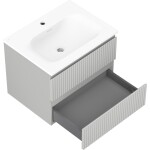 MEXEN/S - Rivel kúpeľňová skrinka 60 cm s umývadlom Vela, 2 zásuvky, reliéf, šedá mat/biela mat 91A20-06047-2-BFF62-W23M01