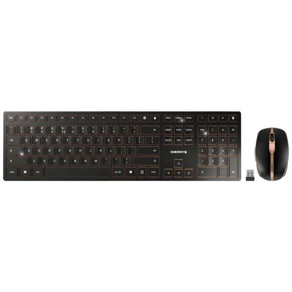 Cherry Cherry Desktop DW 9100 SLIM [US/EU] WL AES black/copper BT Lithium Akku - wochenlange Nutzung ohne Aufladung