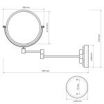 SAPHO - Závesné kozmetické zrkadlo, priemer 140, obojstranné, bronz XP012