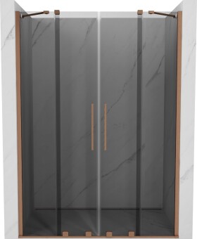 MEXEN/S - Velar Duo posuvné sprchové dvere 140, grafit, meď kartáčovaná 871-140-000-42-65