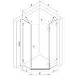 MEXEN/S - Lunar sprchovací kút päťboký krídlový pravá 90 x 90, transparent, meď kartáčovaná 831-090P-090L-65-00-P