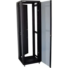 Xtendlan 42U/800x800 čierna / Stojanový rozvádzač / 19" / sklenené dvere / plný chrbát (ECO-42U-88-BLACK-S)
