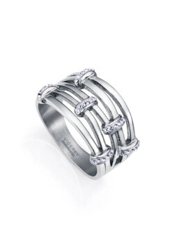 Viceroy Moderný oceľový prsteň s krištáľmi Chic 75367A01 55 mm