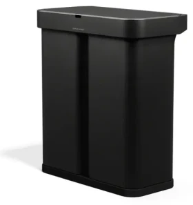 Simplehuman DUAL SENSOR čierny / Odpadkový kôš / Bezdotykový / Hlasové a pohybové ovládanie / 58 l (34+24 l)