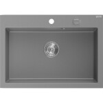 MEXEN MEXEN - Elix granitový drez 1-miska 700 x 500 mm, sivý, sifón chróm 6526701005-71