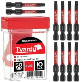 Tvardy Rázové bity T25 / Bity / 50 mm / Oceľ S2 / Box 10 ks (5901477193248)