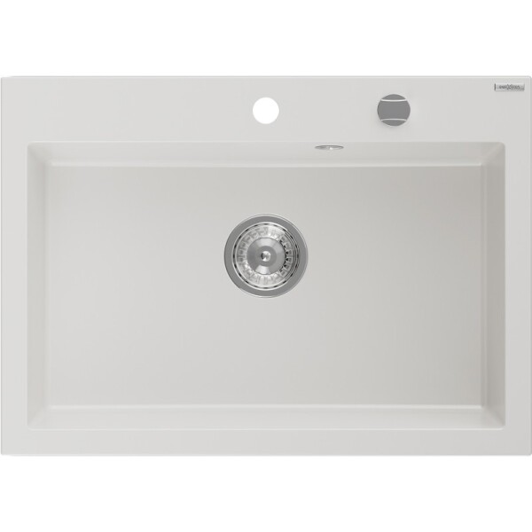 MEXEN MEXEN - Elix granitový drez 1-miska 700 x 500 mm, biela, sifón chróm 6526701005-20