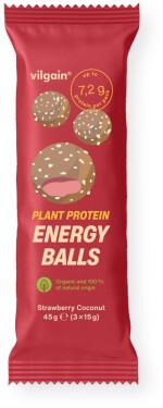 Vilgain Plant Protein Energy Balls BIO – 15× Jahoda s kokosom 45 g (3 x 15 g)