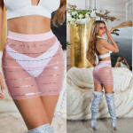 Sexy Koucla Mesh Mini Skirt with glitter / Cover-Up white M