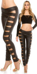 KouCla Sexy Leather Look pants open Zips black