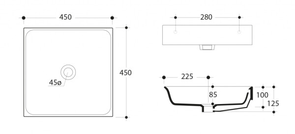 KERASAN - CENTO keramické umývadlo na dosku 45x45cm, biela 354401