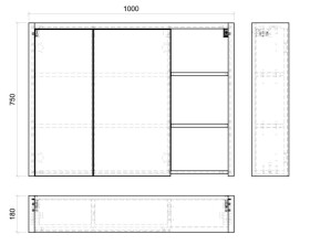 COMAD - Zrkadlová skrinka 100cm 2 dvierka DEVON 5907441299510