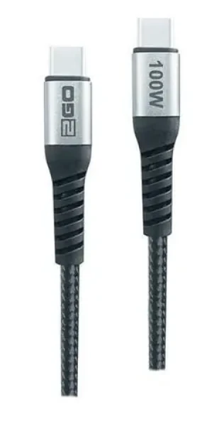 2GO USB-C 100W čierna / Dátový kábel / USB-C na USB-C / 100W / USB 2.0 / 1,2 m (797510)