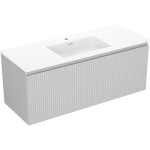 MEXEN/S - Rivel kúpeľňová skrinka 120 cm s umývadlom Otis, 1 šuplík, reliéf, šedá mat/biela mat 91A20-12047-1-BF62-W18M01