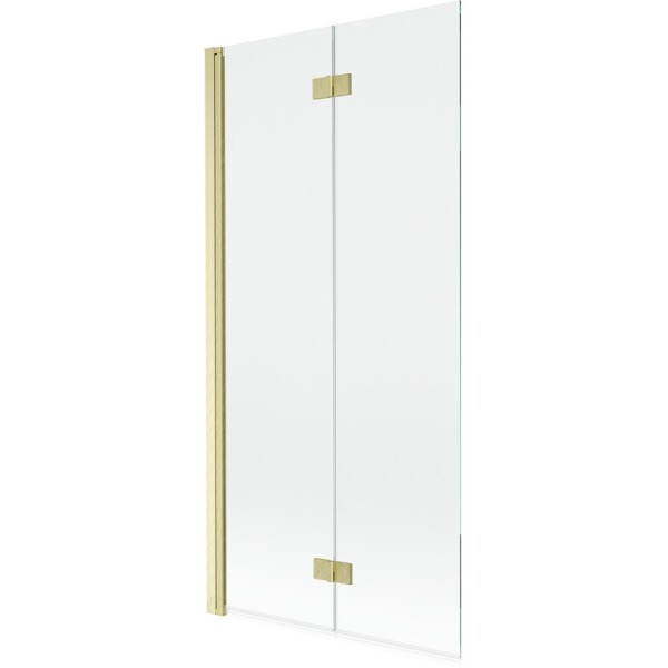 MEXEN - MIST vaňová zástena 90x150 cm 6mm 2-s, zlatá kartáčovaná, číra, ľavá 8A9-090-002-55-00-L
