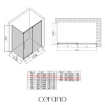 CERANO - Sprchovací kút Lantono - pravá - 8 mm - Soft-Close - chróm, mliečne sklo - 110x90 - posuvný CER-665542